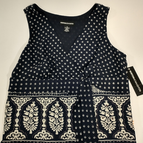 Norton Mc Naughton V-neck Women's Sleeveless Top Navy Blue Floral Print Size 10 - Picture 4 of 5